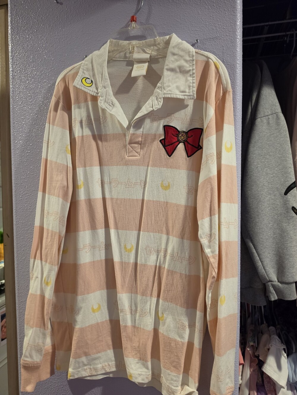 Sailor Moon Pink White Stripe Long Sleeve Boxlunch Exclusive Brand New Size Larg